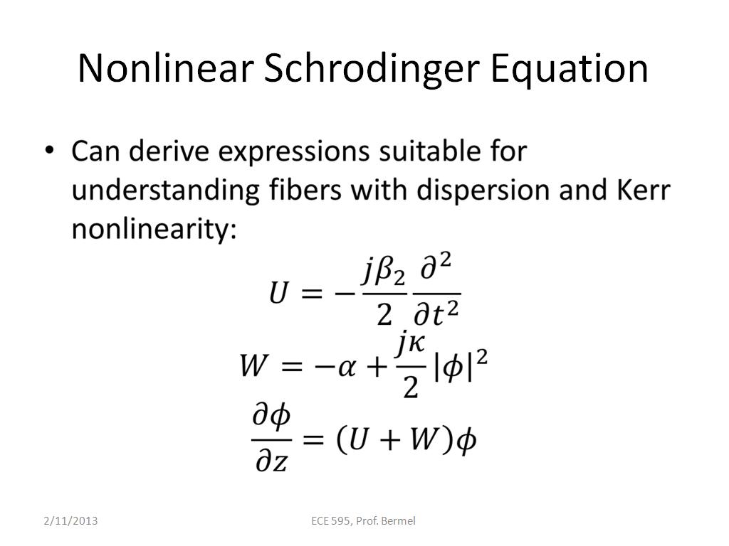 Nonlinear Schrodinger Equation