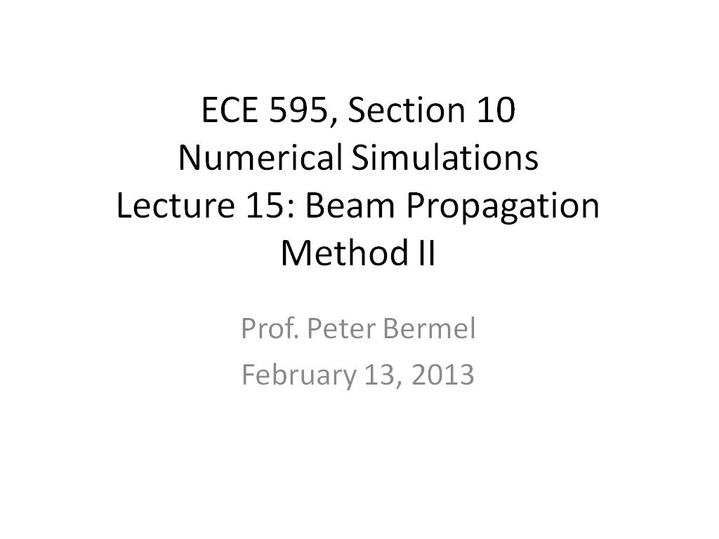 Lecture 15: Beam Propagation Method II