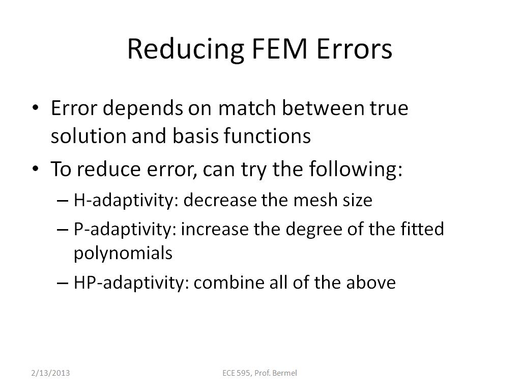 Reducing FEM Errors