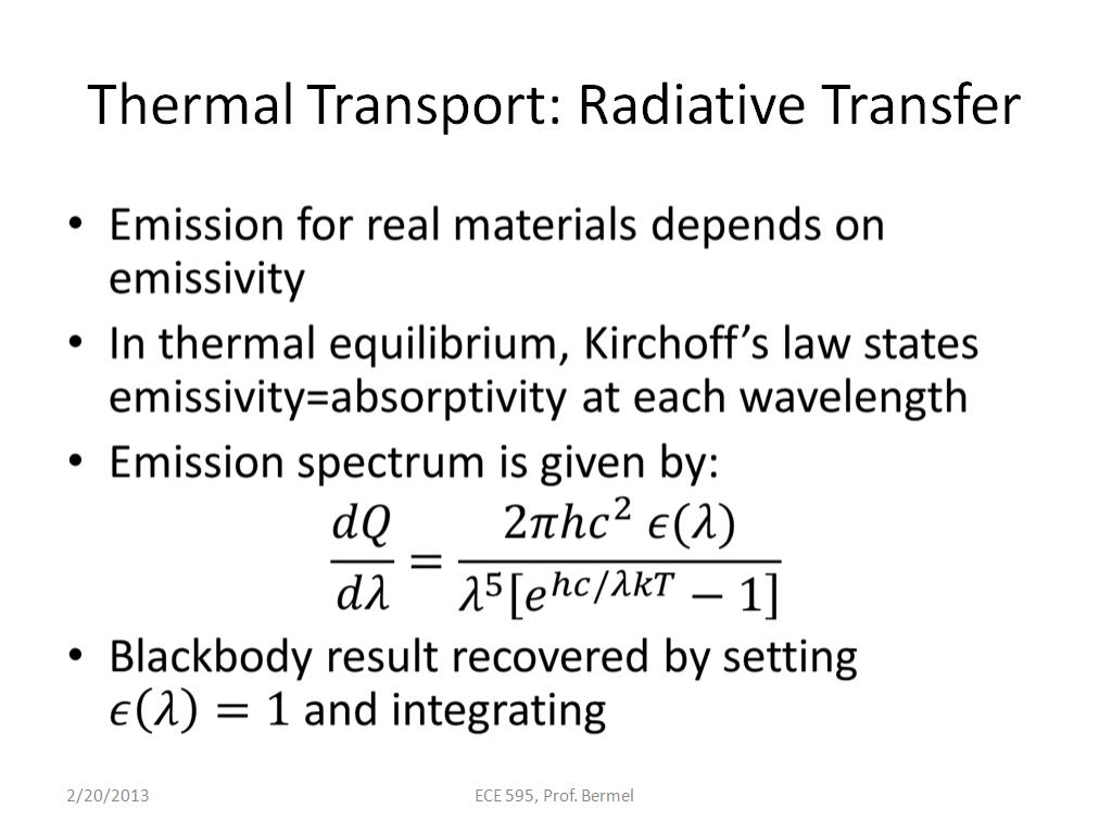 Thermal Transport: Radiative Transfer