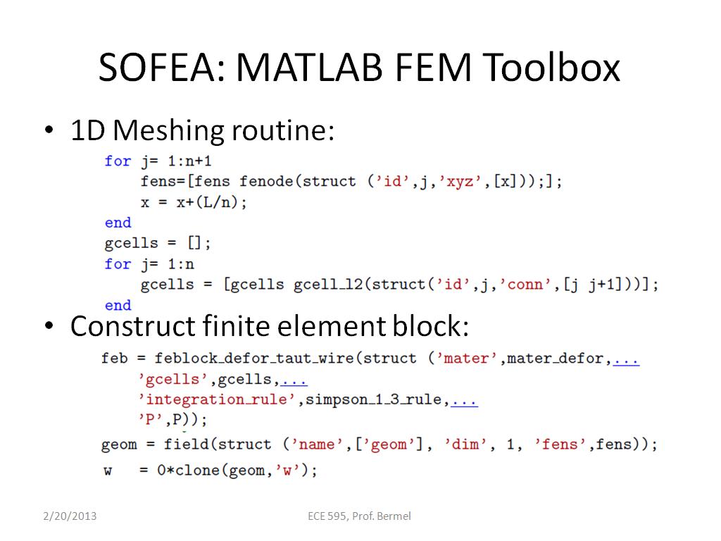 SOFEA: MATLAB FEM Toolbox