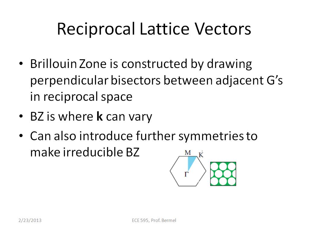 Reciprocal Lattice Vectors