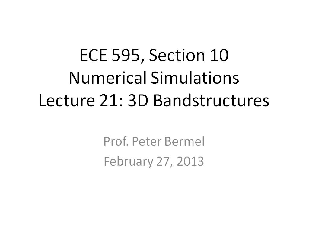 Lecture 21: 3D Bandstructures