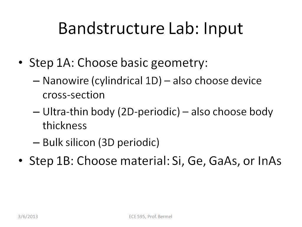 Bandstructure Lab: Input