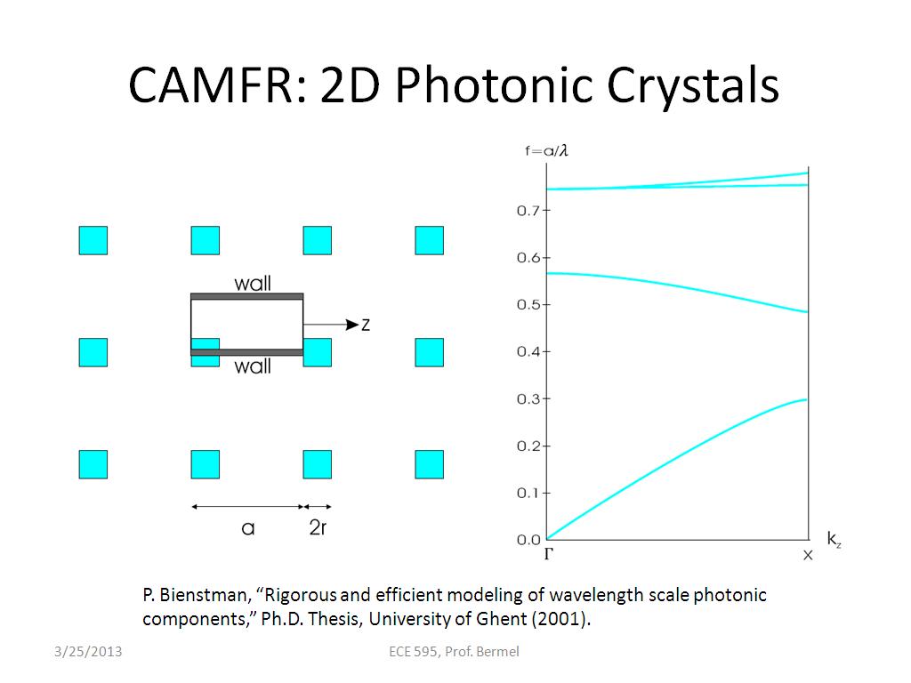 CAMFR: 2D Photonic Crystals