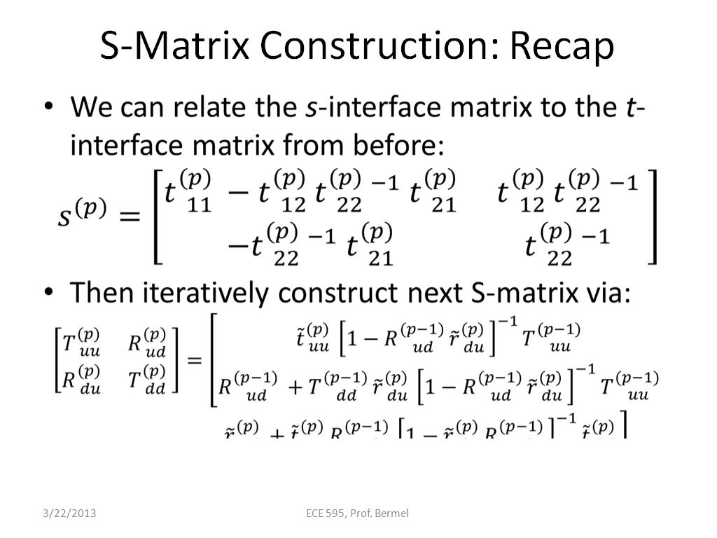 S-Matrix Construction: Recap