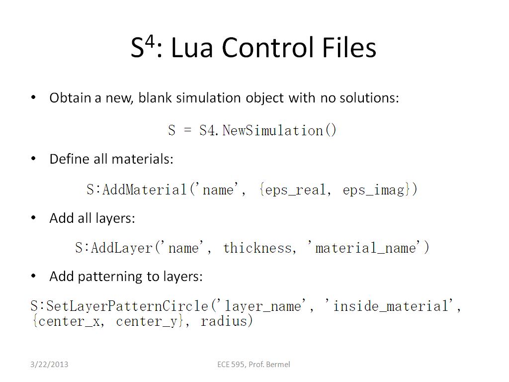 S4: Lua Control Files