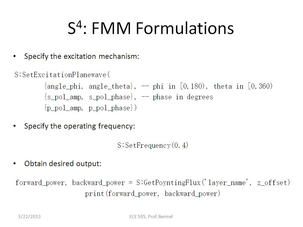 S4: FMM Formulations