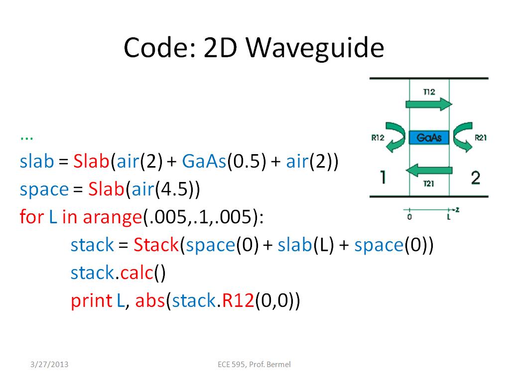 Code: 2D Waveguide