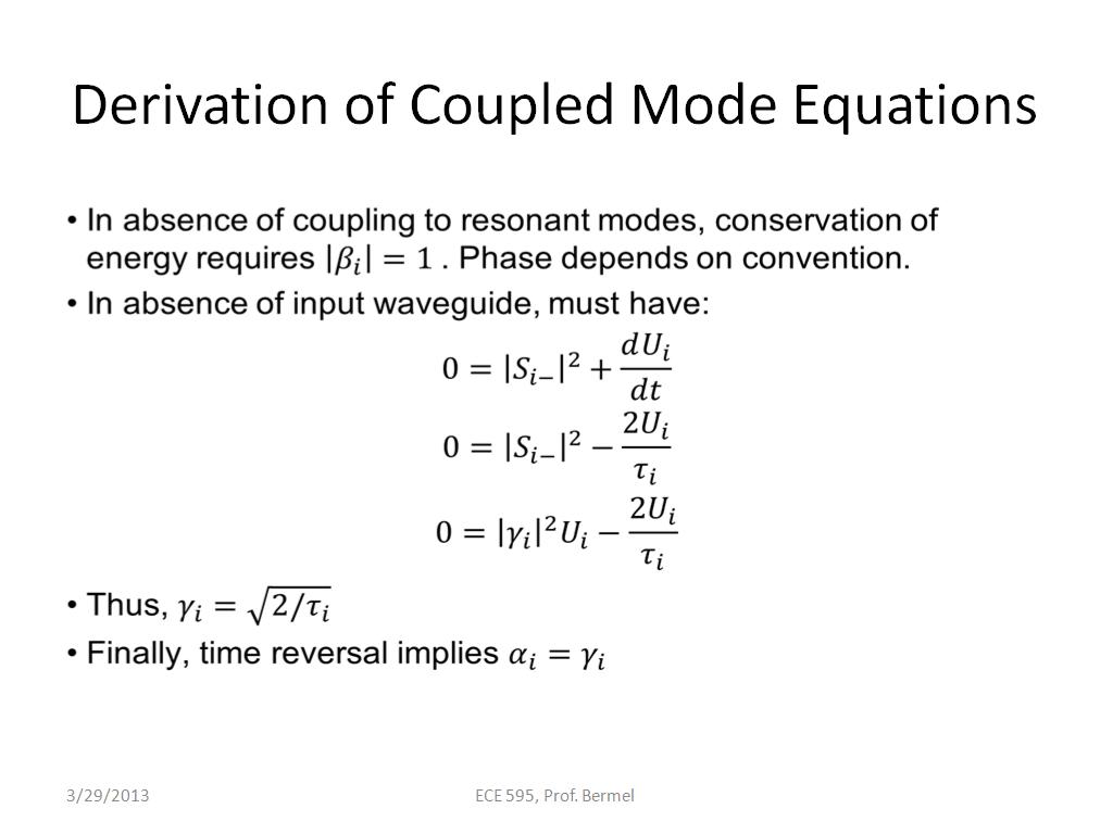 Derivation of Coupled Mode Equations