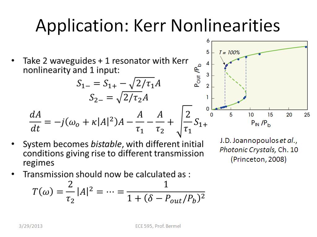 Application: Kerr Nonlinearities