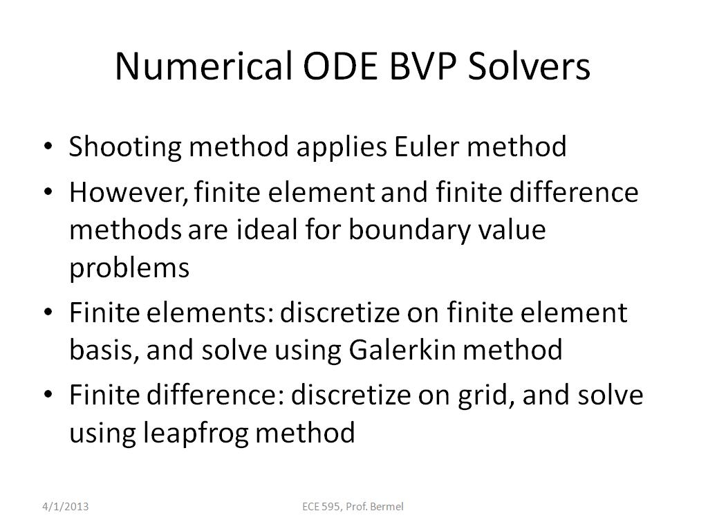 Numerical ODE BVP Solvers