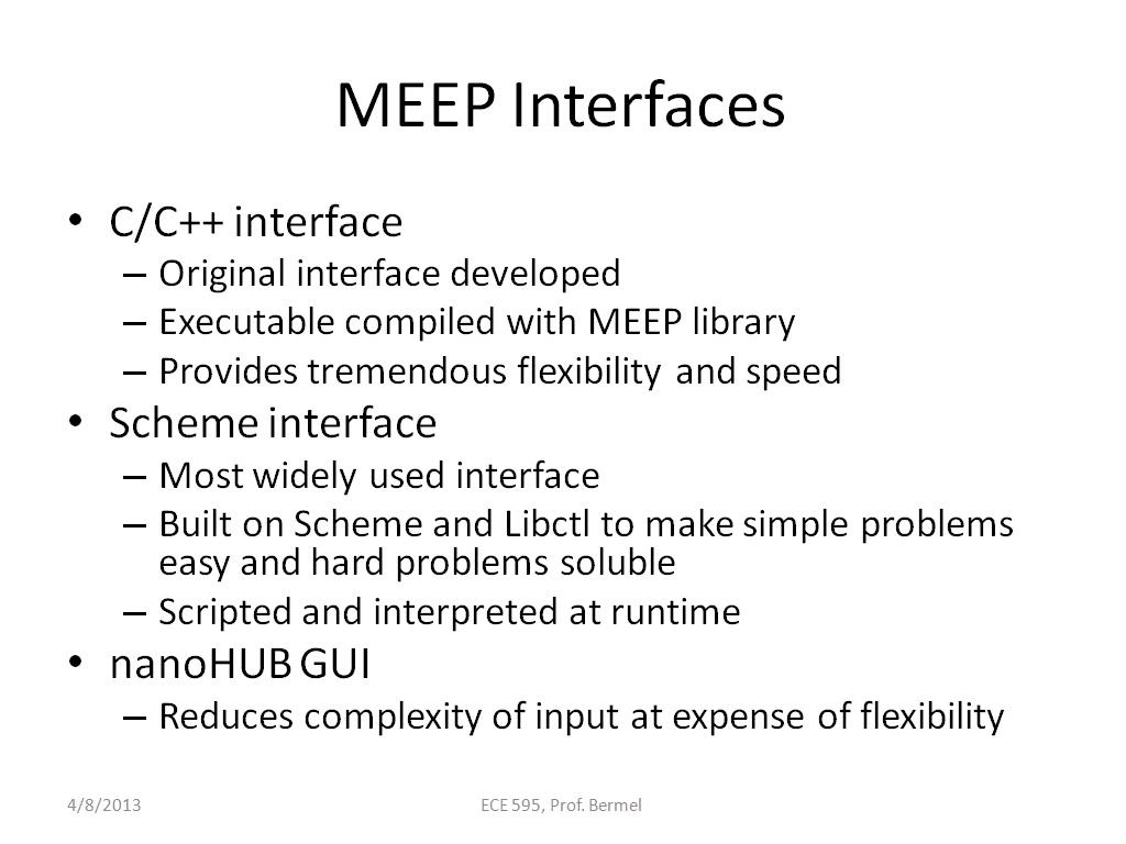 MEEP Interfaces