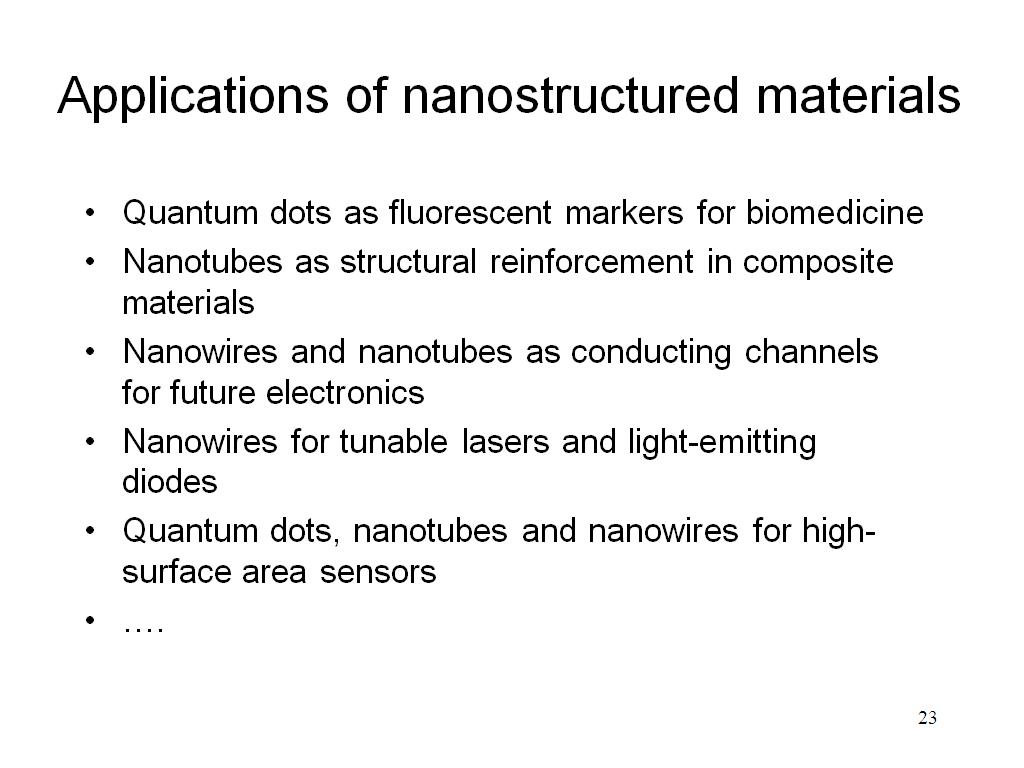 Applications of nanostructured materials