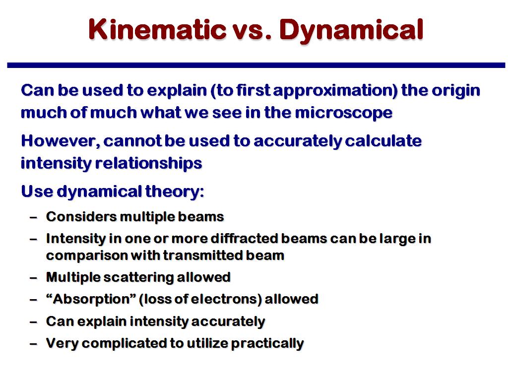 Kinematic vs. Dynamical