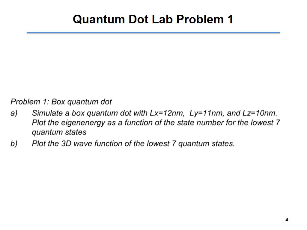 Quantum Dot Lab Problem 1