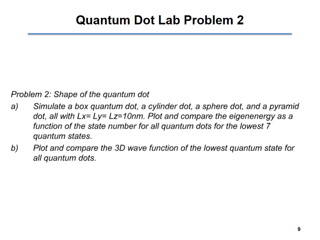 Quantum Dot Lab Problem 2