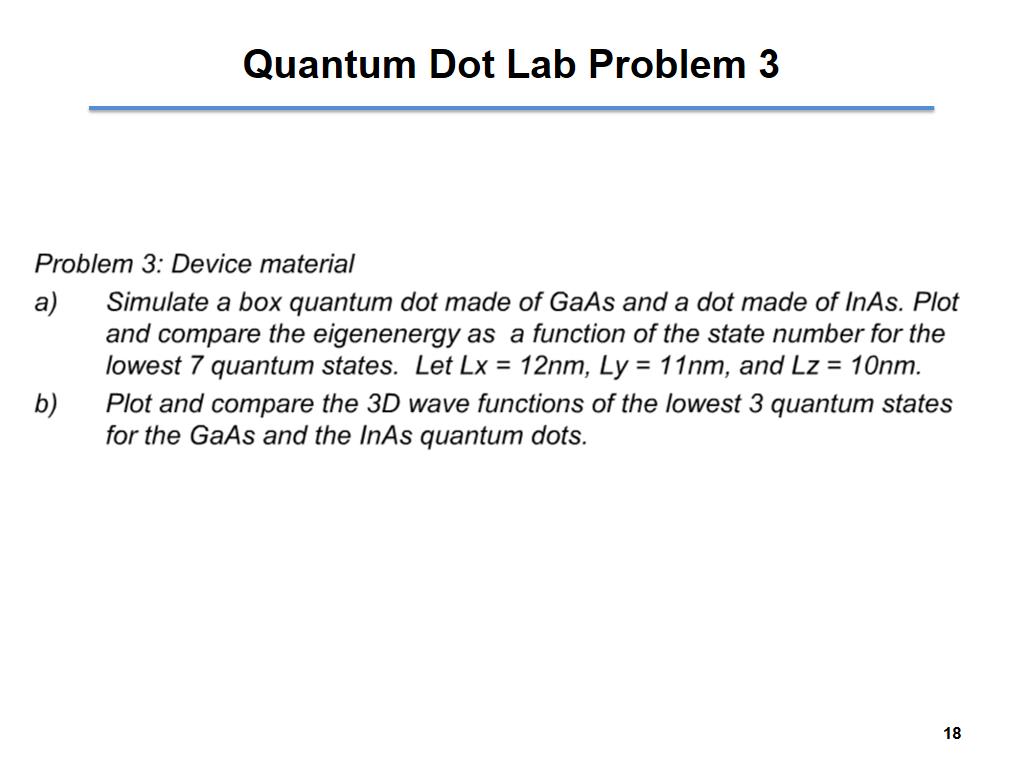 Quantum Dot Lab Problem 3