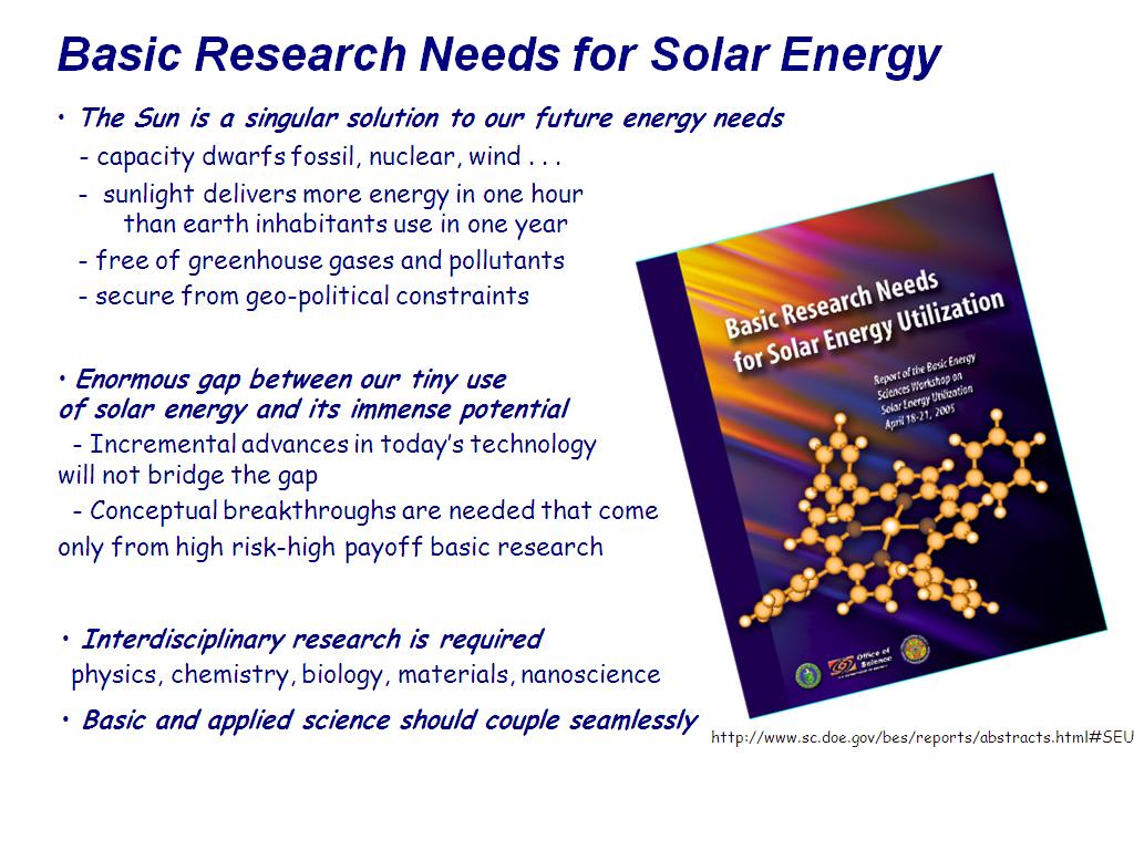 Basic Research Needs for Solar Energy