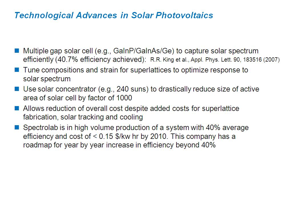 Technological Advances in Solar Photovoltaics